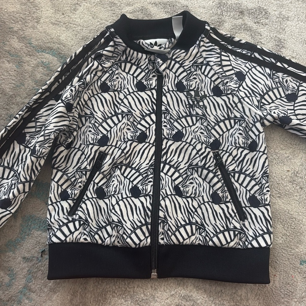 Kids Zebra Adidas Track Jacket Size 12 Months